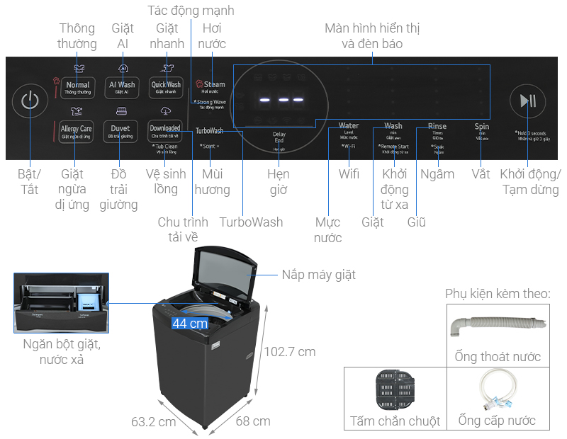 Máy giặt LG AI DD Inverter 17 kg TV2517SV7J Điện Máy CH Việt